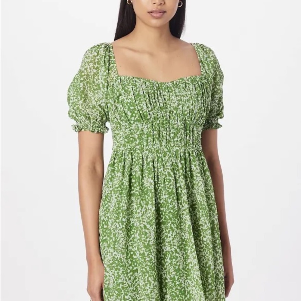 Abercrombie & Fitch Ruched Ruffle Puff Sleeve Mini Dress